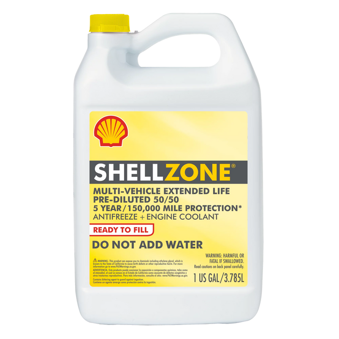 ShellZone Multi-Vehicle Extended Life  50/50  Antifreeze & Coolant - Case Of 6 (1 Gallon Containers)